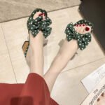 Bow-tie polka dot slippers