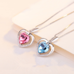 925 sterling silver my heart eternal necklace jewelry crystal pendant