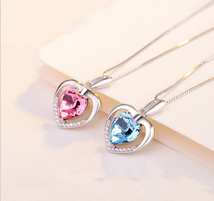 925 sterling silver my heart eternal necklace jewelry crystal pendant