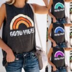Letter rainbow sleeveless vest