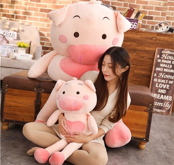 Stuffed toy shy pig