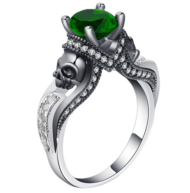 Hainon Women's Skull Ring European and American Punk style Motor Biker Men Party Ring Birthday stone skull men's jewelry Rings - Image 3