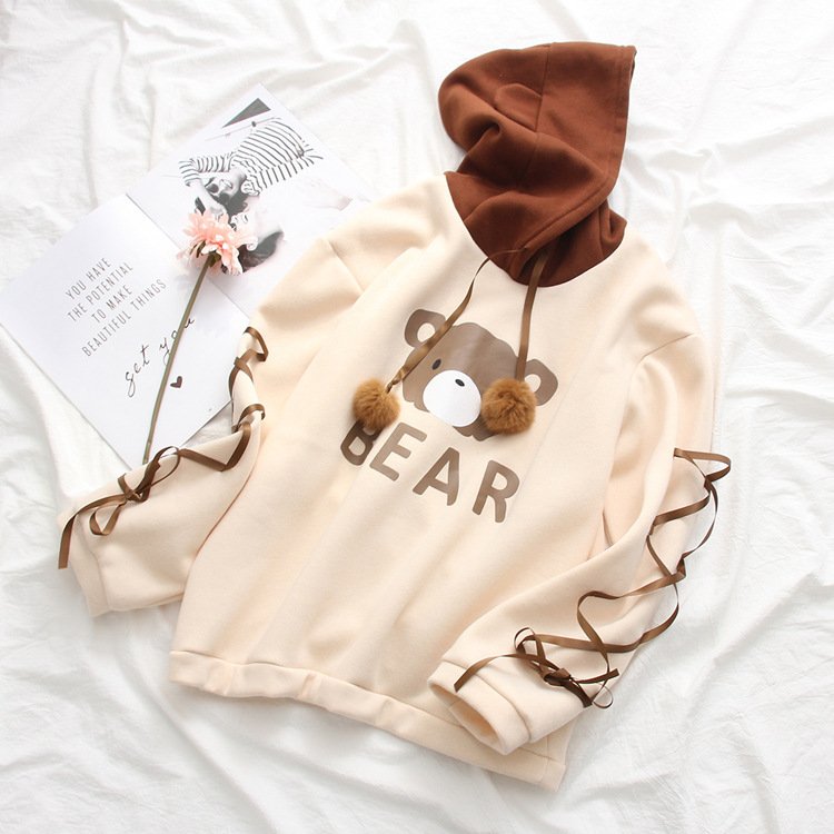 Cute bear long sleeve hooded sweater
