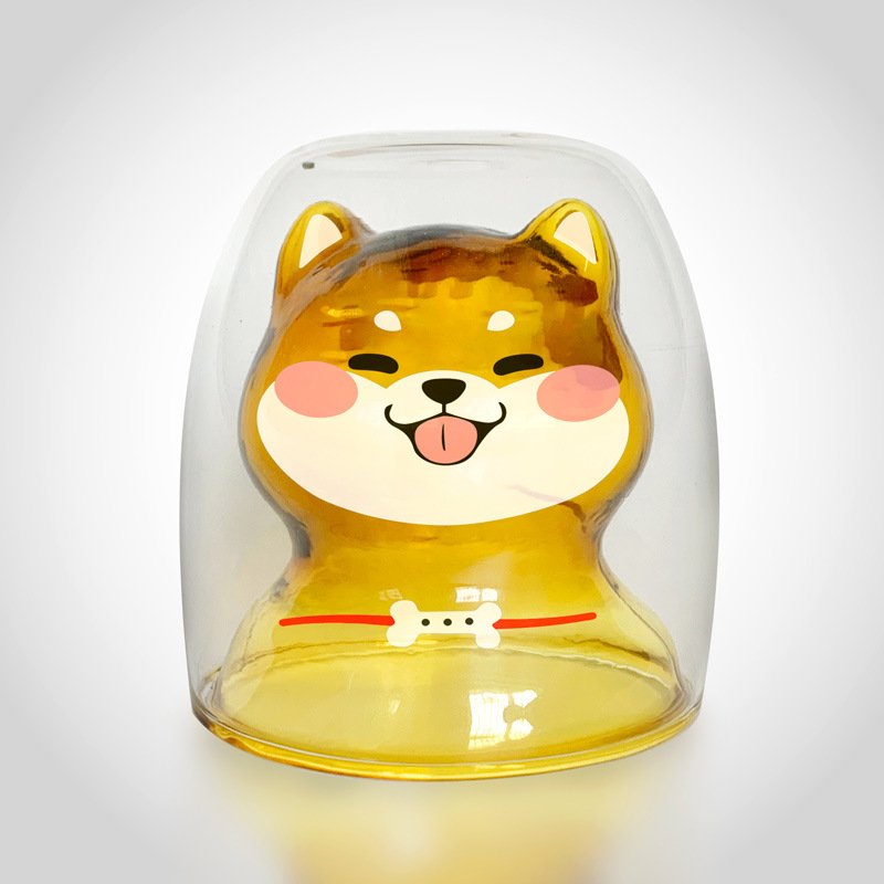 Shiba Inu creative double glass heat-resistant water cup