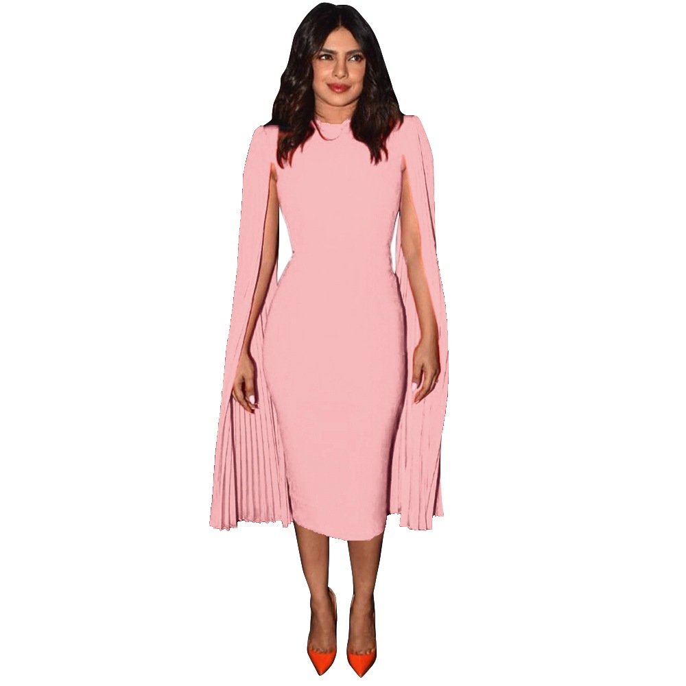 Solid color slim bag hip pencil dress - Image 14