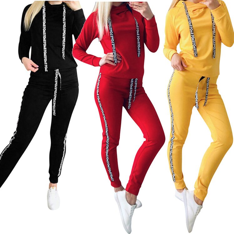 Letter ribbon long sleeve leisure sports suit - Image 2