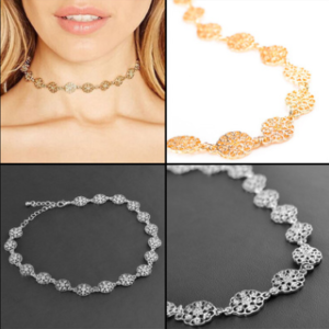 European and American fashion jewelry Simple European fan neck necklace Retro hollow alloy accessories necklace short necklace