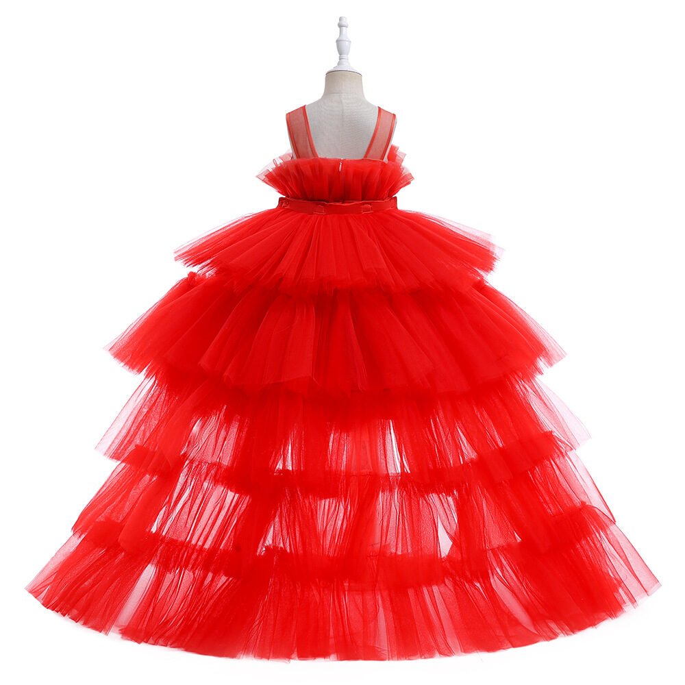 Mesh Extra Long Train Princess Skirt New Year Dress Girl Dress - Image 3