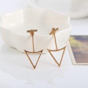 Glossy Geometric Hollow Triangle Metal Stud Earrings