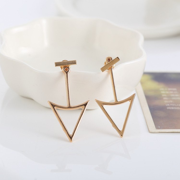 Glossy Geometric Hollow Triangle Metal Stud Earrings