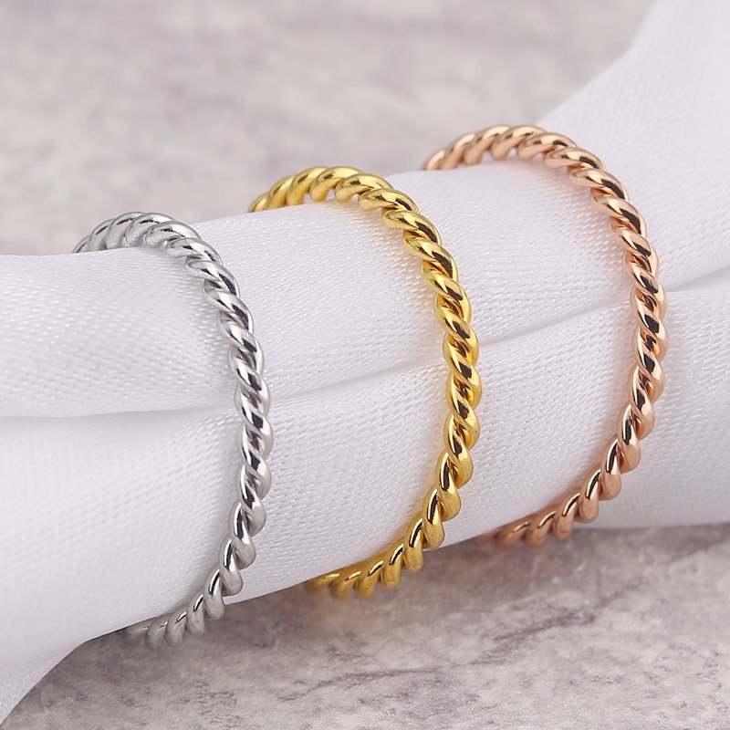 New titanium steel small twist pattern female ring