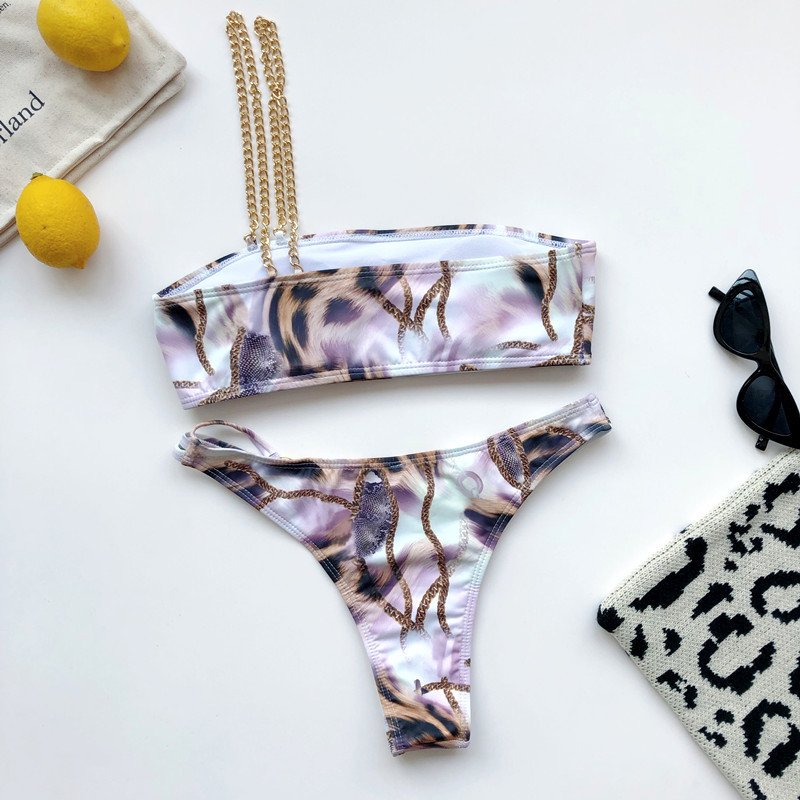 Chain one shoulder bikini - Image 2