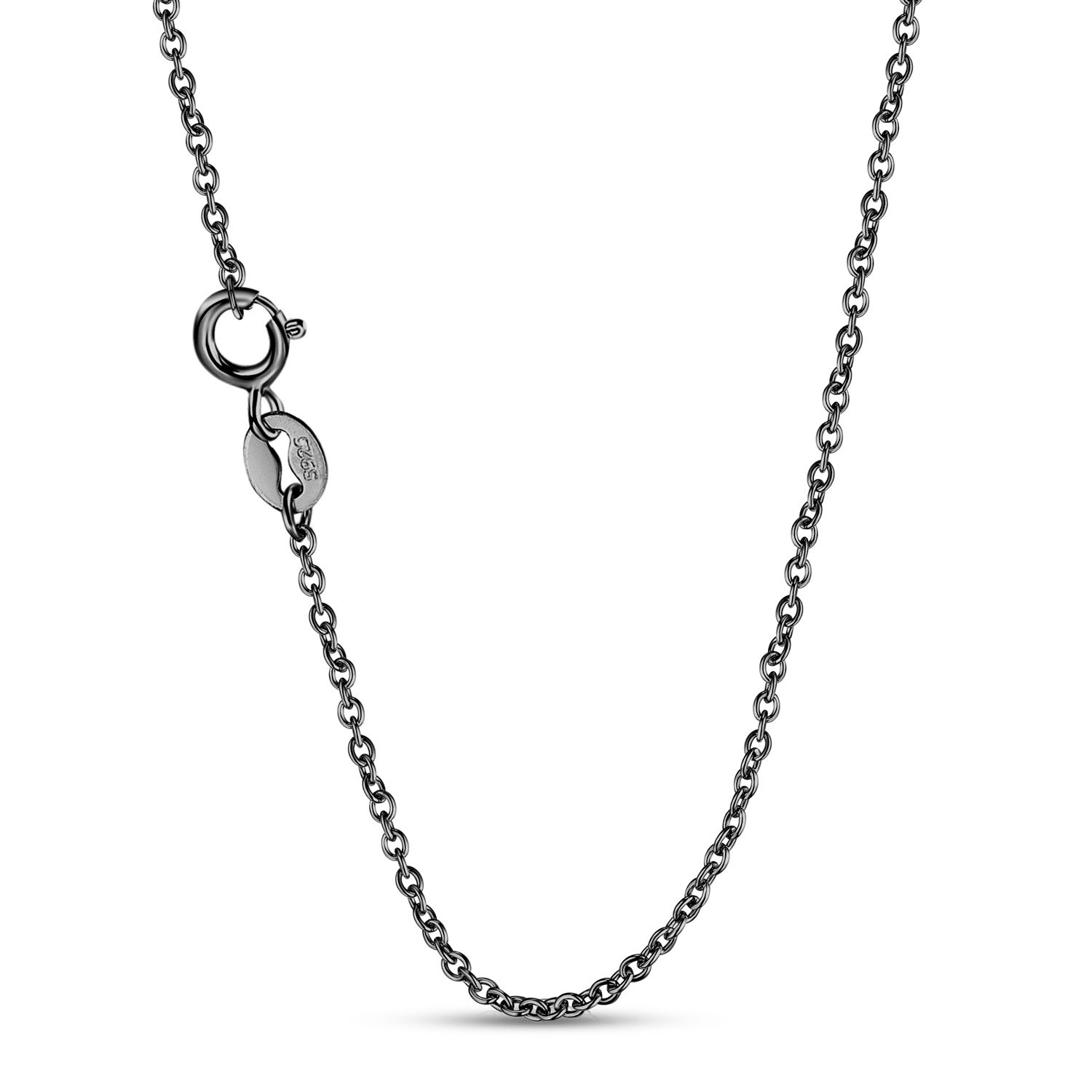 S925 Silver Plated Black Gold Heart Necklace Women's Sweater Chain - Image 4