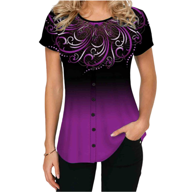 Short-sleeved gradient casual T-shirt - Image 8