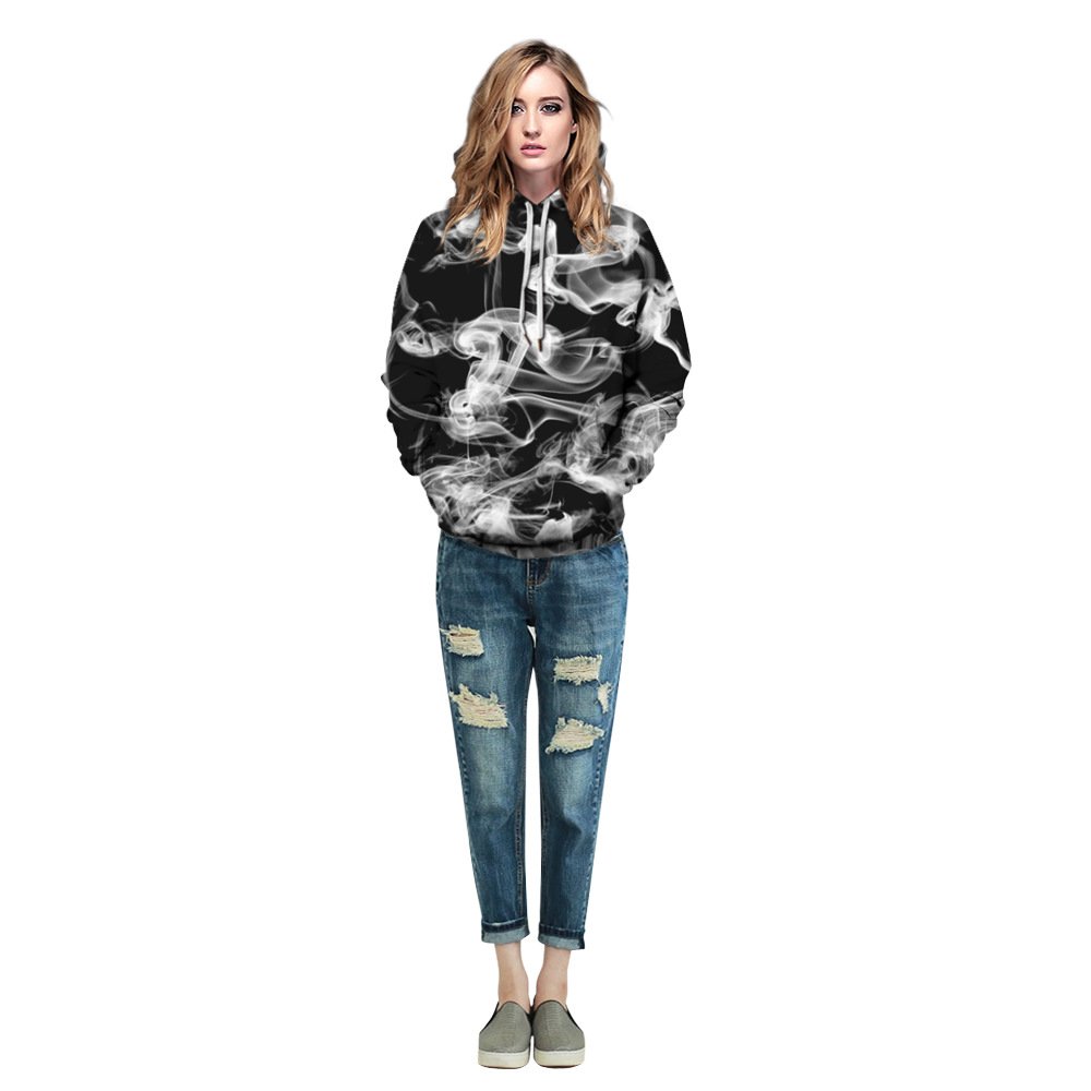 Starry sky smoke ring print hoodie - Image 4