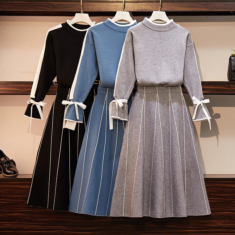Autumn and winter two-piece knitted suit
