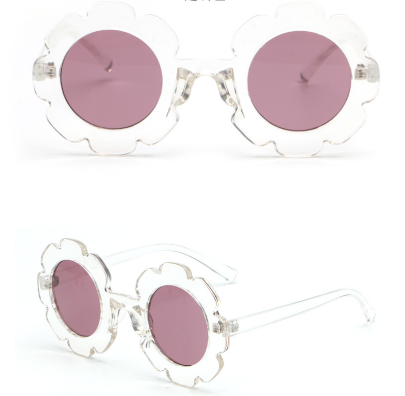 Round frame children's sunglasses personality small flowers girls sunglasses - Image 4