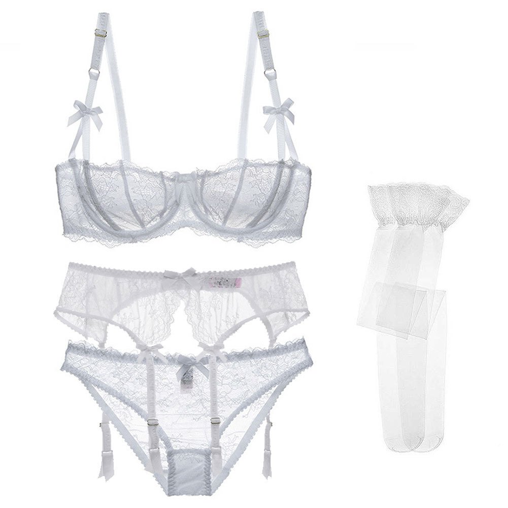Half Cup Lace 4-piece Bra Set - Image 2