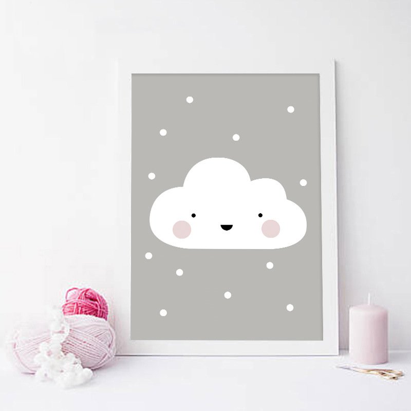 Pink moon, clouds, stars, decorative painting core - Image 3