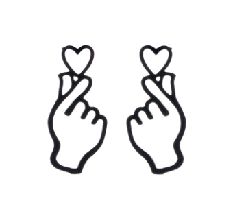Personality metal love earrings hollowing out heart gesture earrings cold wind peach heart shaped earrings - Image 3