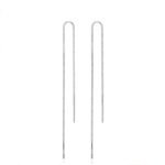 Long simple tassel silver earrings