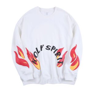 Men's crew neck sweatshirt with flame letter print