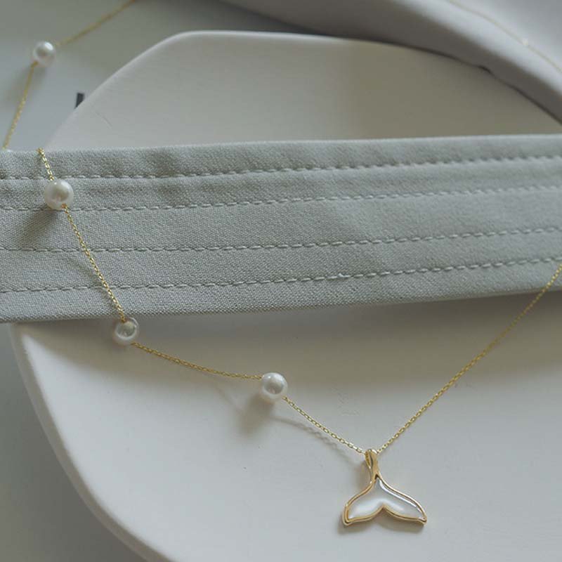 Pearl Dolphin Tail Long Necklace Short Sweater Chain - Image 5