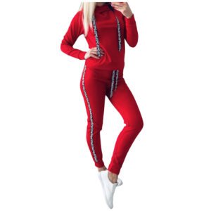 Letter ribbon long sleeve leisure sports suit