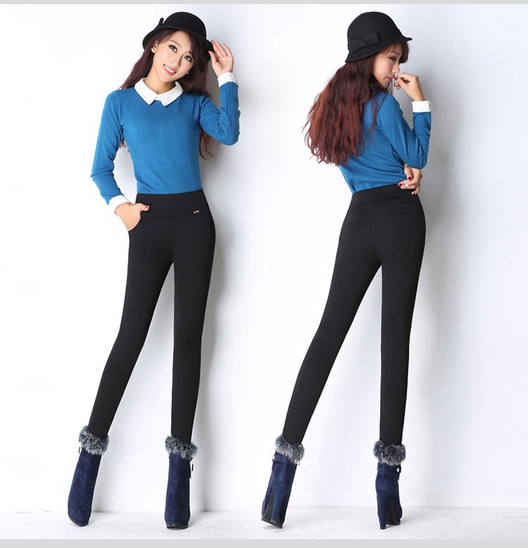 High waist and velvet padded leggings - Image 5