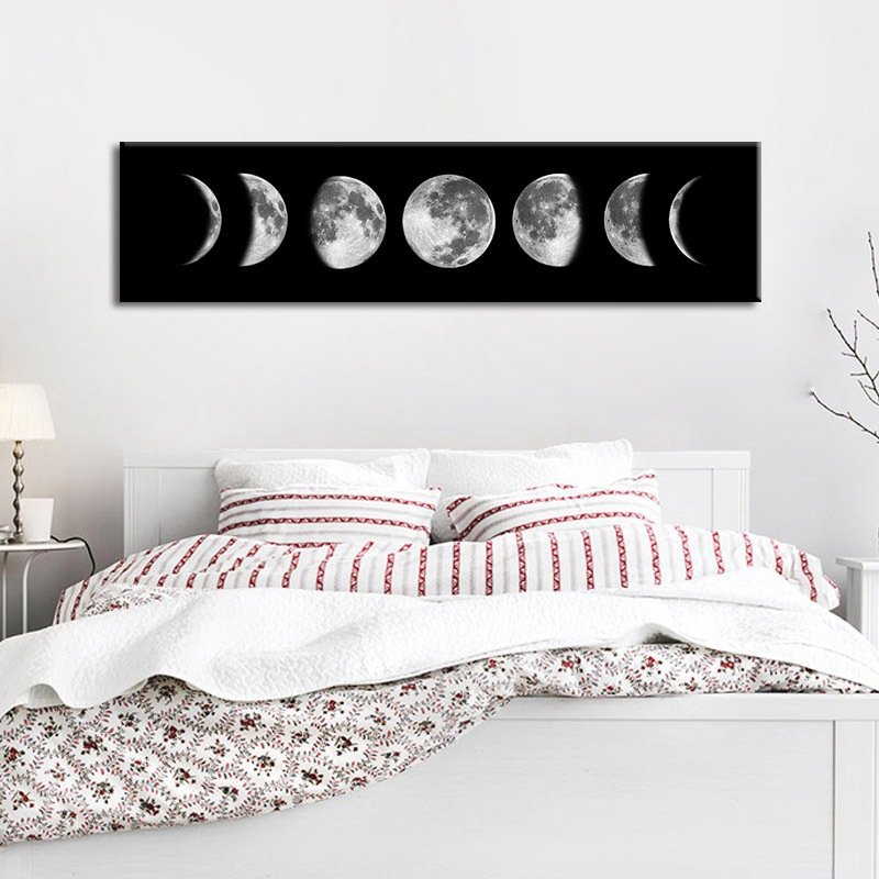 Lunar eclipse black and white canvas painting - Image 2