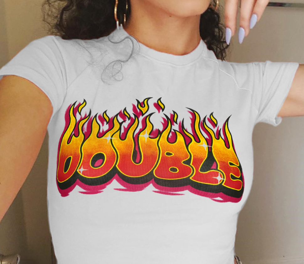 T-shirt flame letter print - Image 7