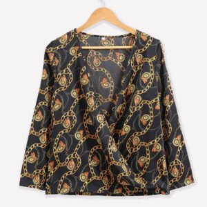 Metal chain printed long sleeves