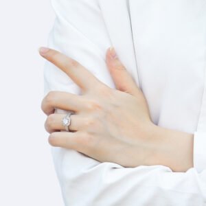 5 Silver Zircon Simulation Diamond Princess Shaped Ring