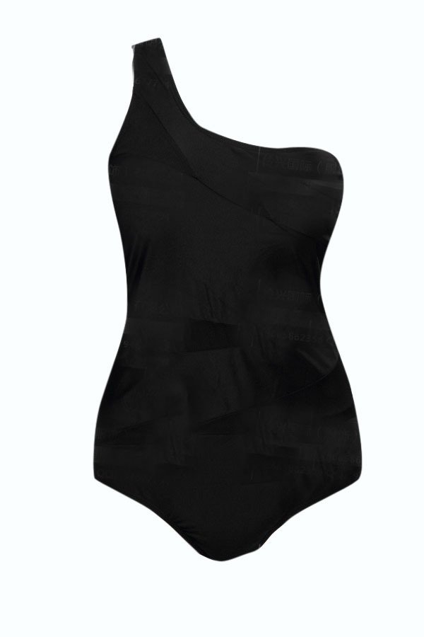 Black one-shoulder one-piece swimsuit women - Image 2