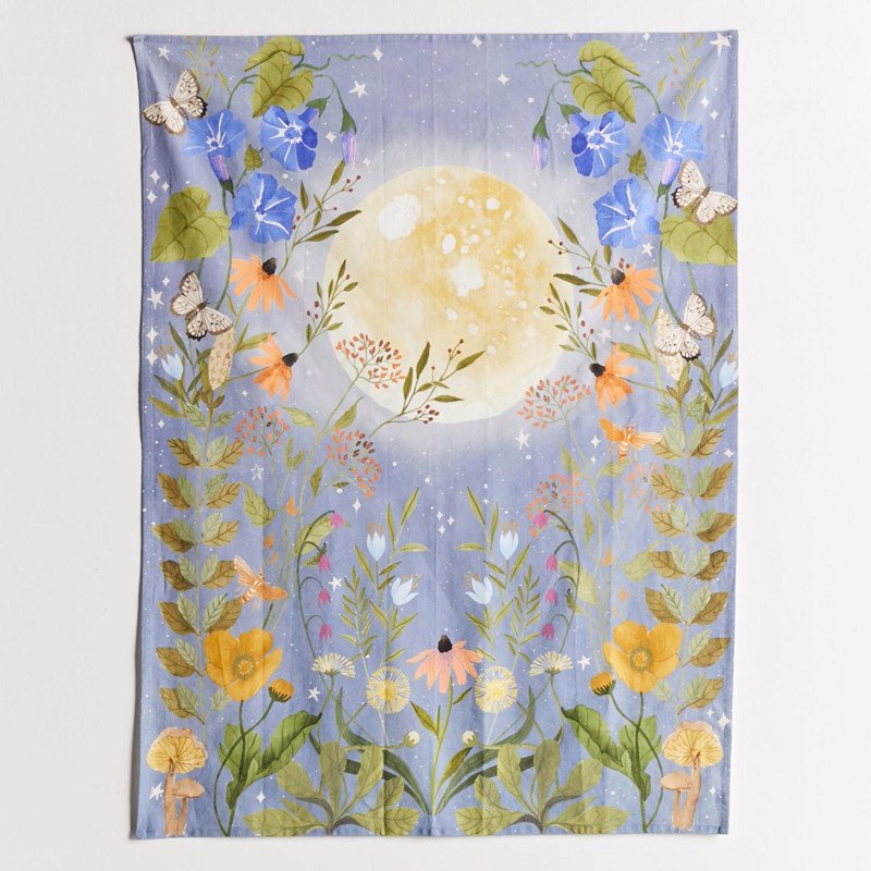Psychedelic decorative flower wall with stars and moonlight - Image 2