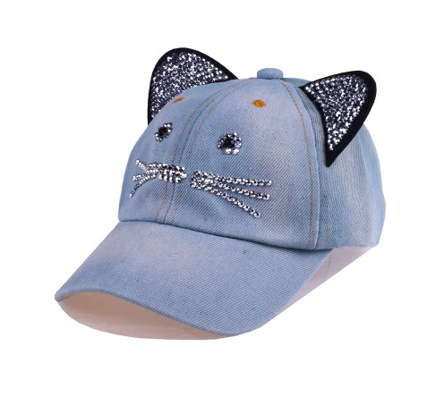 Spring And Summer Denim Baseball Cute Cat Ears Baseball Sunscreen Visor Baby Cat Hat - Image 4
