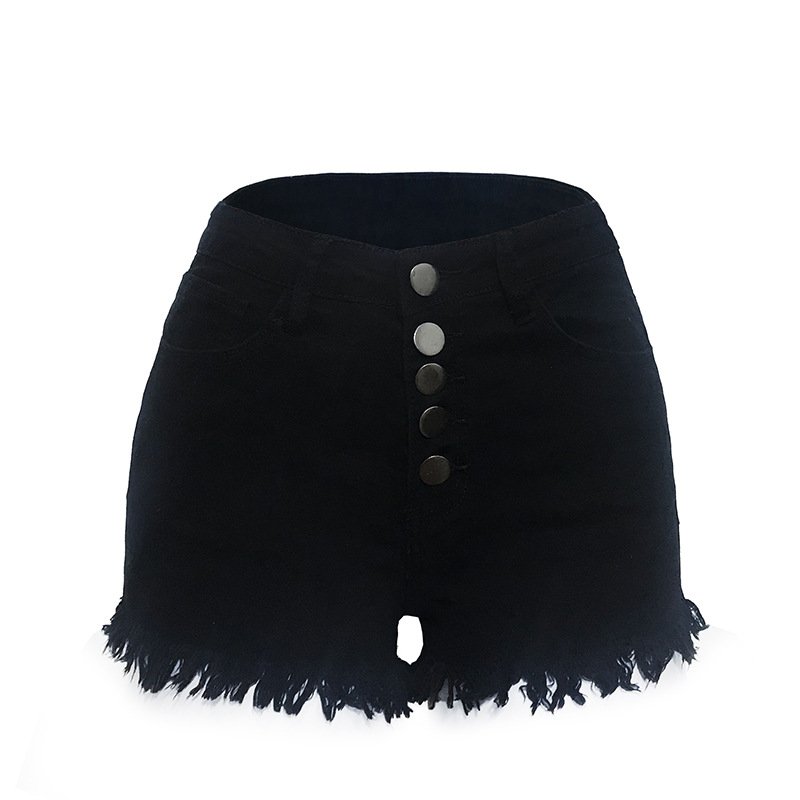 High waist slim stretch denim shorts - Image 4