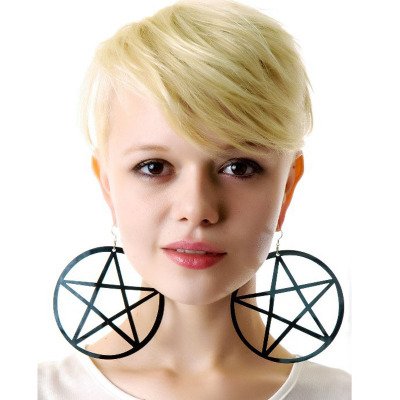 577E earrings acrylic nightclub style exaggerated super large European and American popular five-pointed star five-pointed star round jewelry factory - Image 3