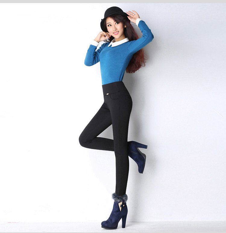High waist and velvet padded leggings - Image 4