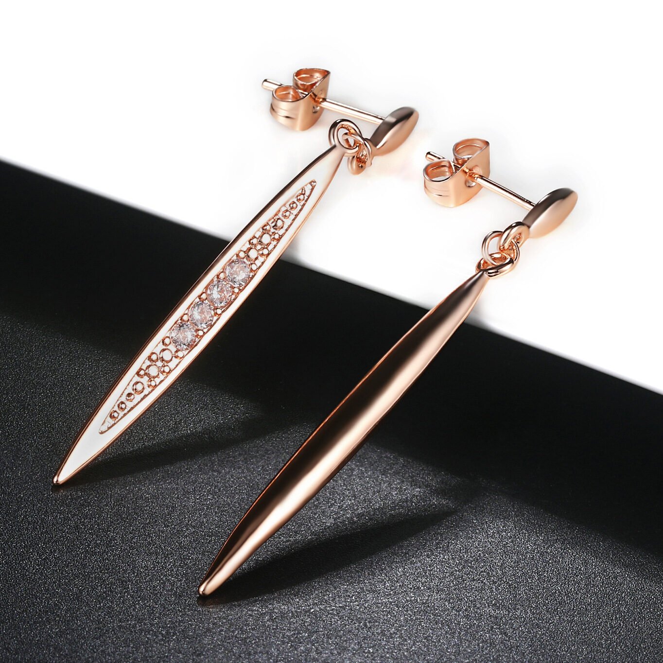 Platinum all-match women's long earrings with zircon - Image 4