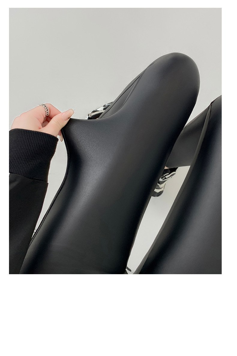 New Autumn And Winter Stretch Tight Leather Pants Pu Matte Thin Velvet Weight Loss Pants Leggings - Image 10
