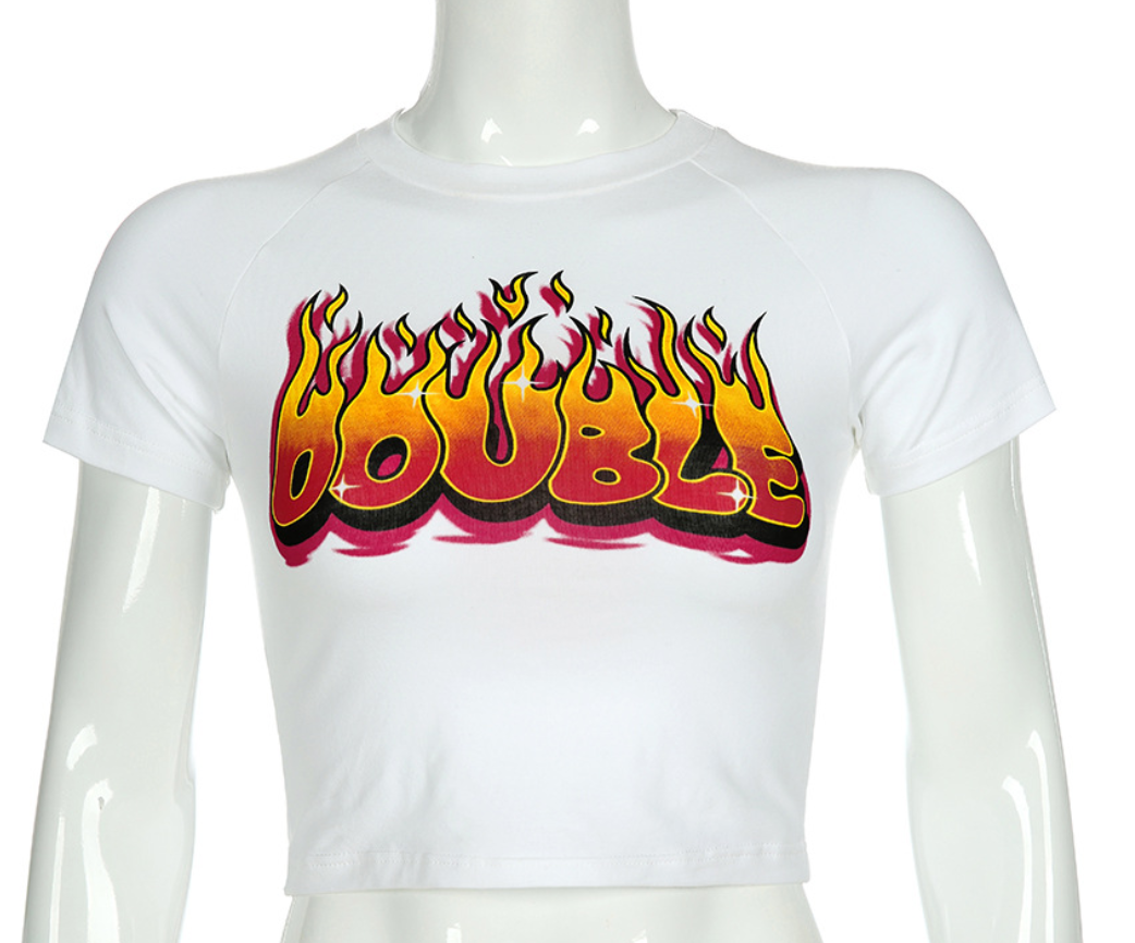 T-shirt flame letter print - Image 3