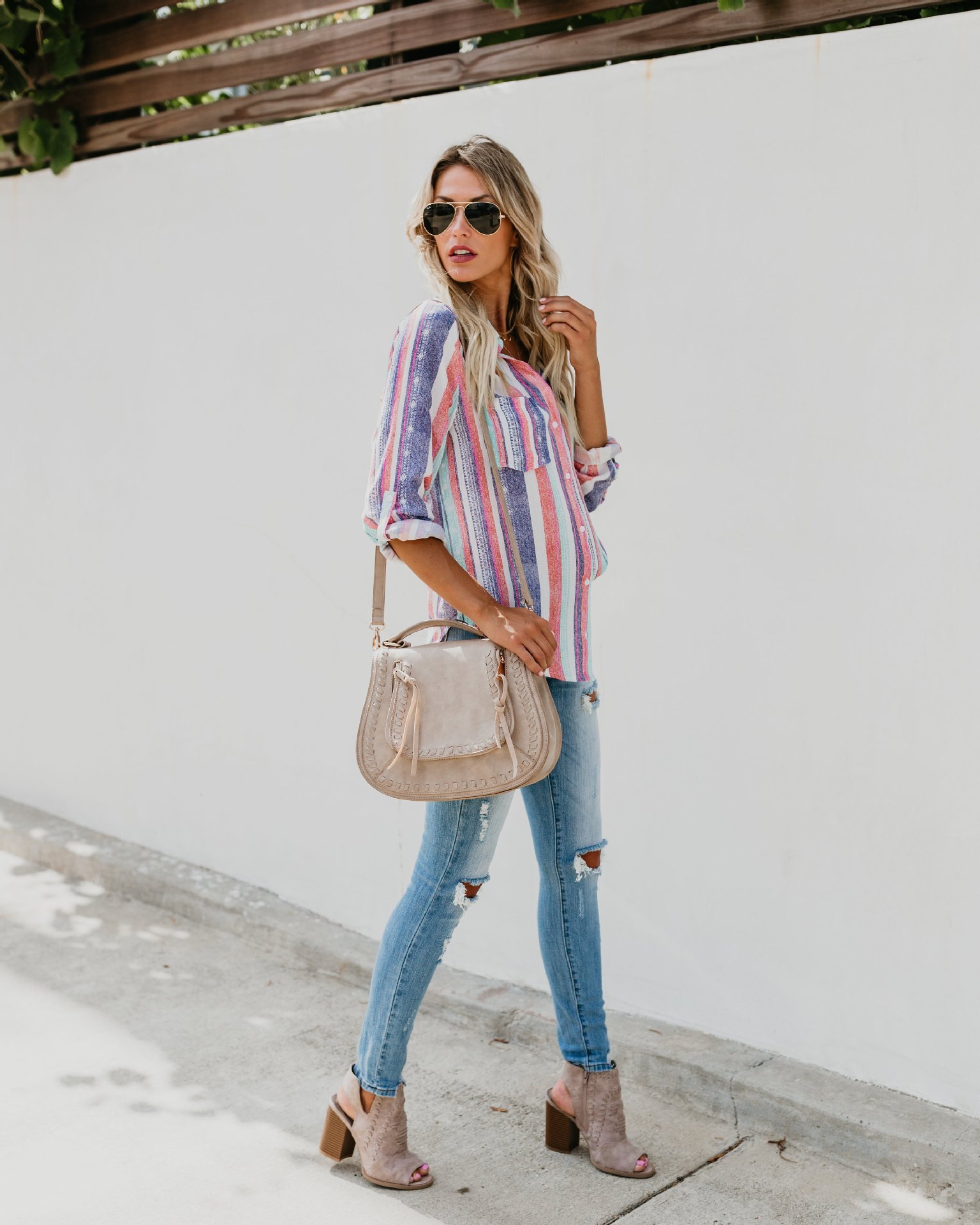 Color striped long sleeve shirt - Image 3