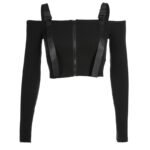 One-shoulder zipper strap t-shirt