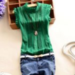 Solid color collar ruffle vest T-shirt