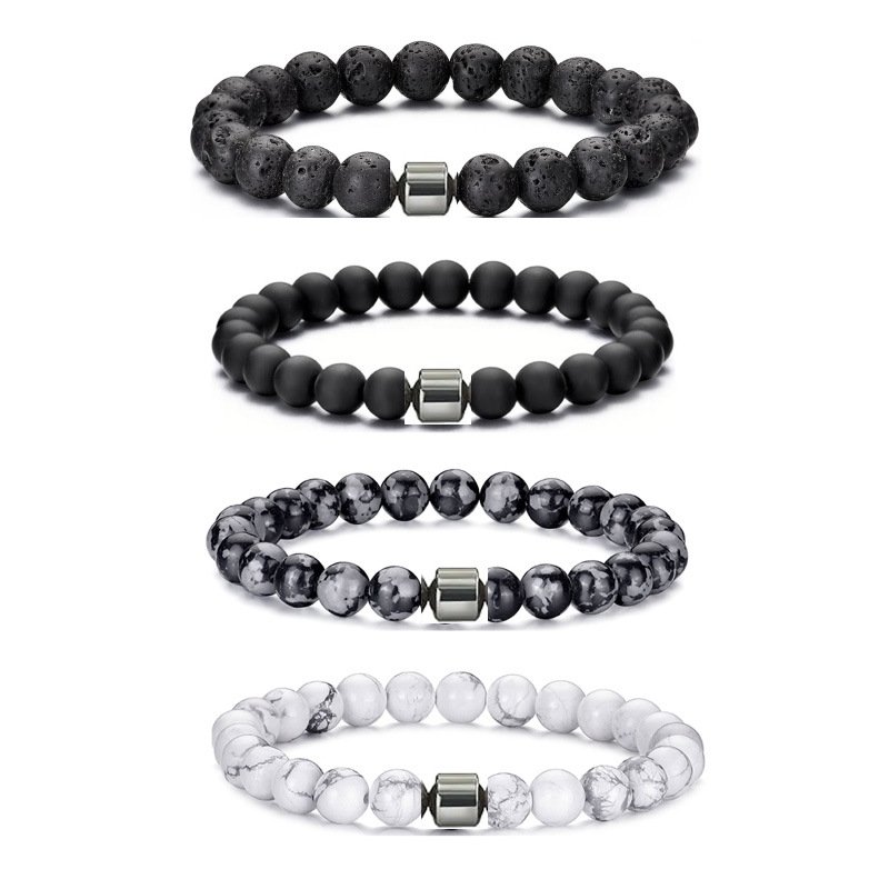 Volcanic Rock Bracelet Ornament Fashion Simple Tigereye Blue Gold Agate Bracelet Suit - Image 5