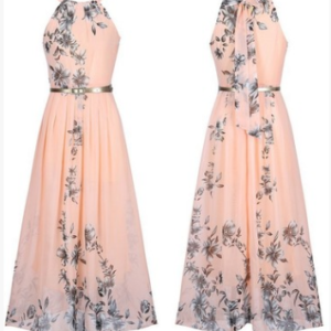 Sleeveless Print Floral Halter Bohemian Dress Dress