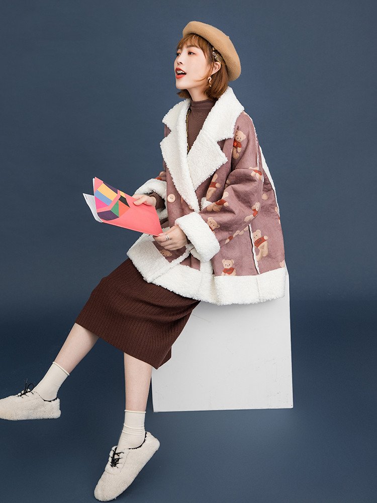 Bear print suede jacket - Image 5