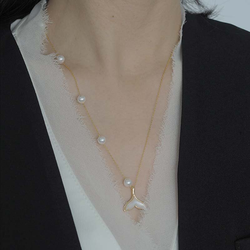 Pearl Dolphin Tail Long Necklace Short Sweater Chain - Image 2