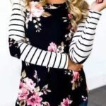 Women's Knitted Striped Print Contrast Top